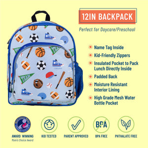 Blue Sports Games On Kids School Backpack 12"