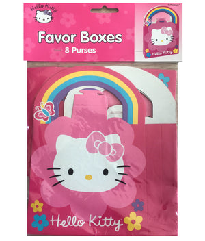 Hello Kitty Party Favor Gift Boxes / Fun Purses 8 CT Butterfly & Flowers Rainbow Stripe