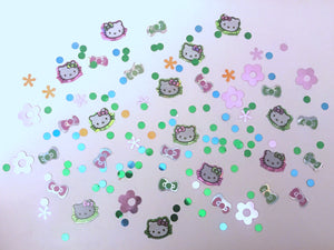 Hello Kitty Flower Fun Printed Metallic Party Confetti 1/2 oz Vintage
