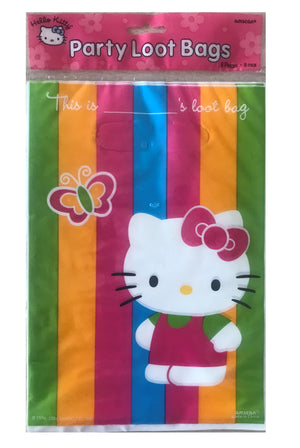 Hello Kitty & Butterfly Rainbow Stripe Party Loot Bags 8 CT