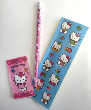 Hello Kitty 3 PC Party Gift Favor Set - Sticker Sheet - Small Memo Note Pad & Pencil