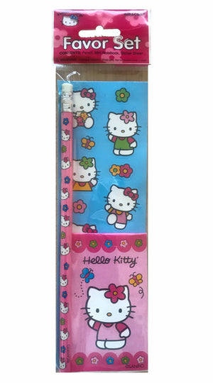 Hello Kitty 3 PC Party Gift Favor Set - Sticker Sheet - Small Memo Note Pad & Pencil