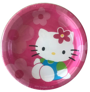 Vintage Hello Kitty Pink Flower Fun Pink Small 7" Dessert Party Paper Plates 8 CT
