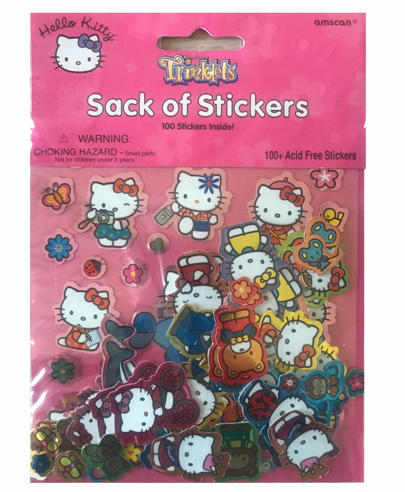 Hello Kitty Metallic Stickers Party Gift Favors Bag of 120+ Acid Free ...