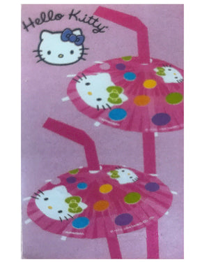 Hello Kitty Pink Parasol Party Straws 8 CT
