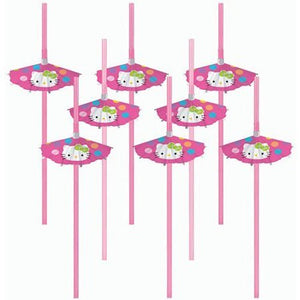Hello Kitty Pink Parasol Party Straws 8 CT