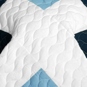 Black Navy Blue & White Patchwork Teen Boy Bedding Full/Queen Quilt Set Geometric Bedspread