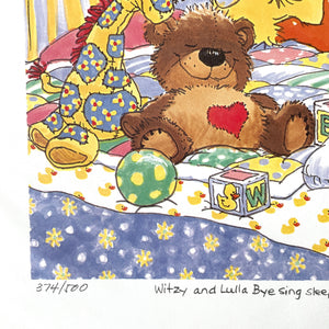 Collectible Little Suzy's Zoo Bedtime Baby Witzy’s Lullabye Poster Wall Art Print Limited Edition Vintage 1999 - Witzy Duck Bear Bunny Giraffe - Wall Decor