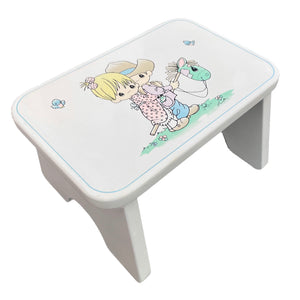New Vintage Precious Moments Wooden Children's Step Stool Girl Boy Cowboy Cowgirl Horse Giddy Up Kids Classic Furniture