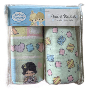 NEW Vintage Precious Moments Babies Patchwork Flannel Receiving Baby Blanket 30" x 30" Crown Crafts 2005