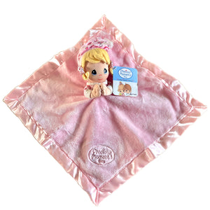 New Vintage Precious Moments Baby Security Blanket Luvster Cuddler Lovey 12" x 12" Praying Prayer Doll Boy Blue / Pink Girl / Angel Yellow Plush Toy Baby Shower Gift