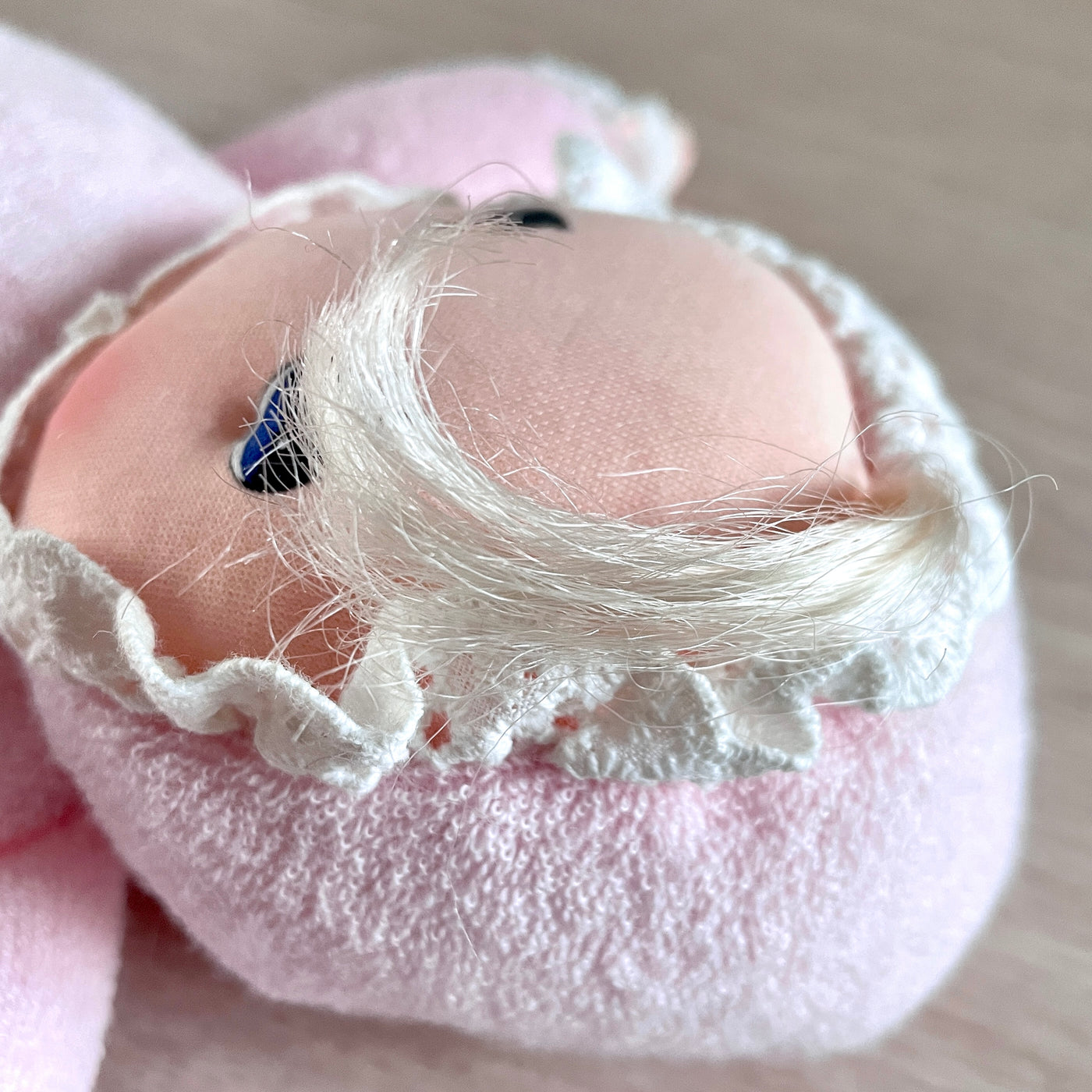 Vintage Precious Moments Terry Cloth Soft Plush Baby Doll 1995 Dakin Avon Lovey Pink Girl Collectible Beanbag Stuffed Toy 10"