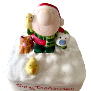 Vintage Ziggy Christmas Square Trinket Box Little Tiny Treasures Statue Figurine with Pets Porcelain Ceramic Gift Tom Wilson Collectible 1979