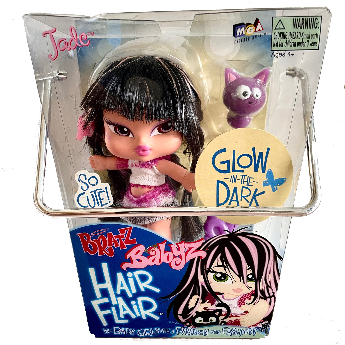 Bratz Babyz Doll Jade Glow In The Dark Hair Flair 4.5 with Pet Cool K –