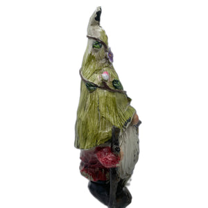 Green Hat Resin 9" Woodland Gnome With Lantern Figurine Statue Home & Garden Decor Wood-Carved Distressed Farmhouse Look