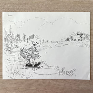Vintage Suzy's Zoo Collectible Large Legal Size Envelope 10" x 13" In A Tree & Suzy With Basket Suzy Spafford Drawing