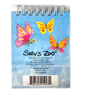 Suzy's Zoo Butterflies Blue Hardcover Small Spiral Memo Note Book Journal 3" x 4"