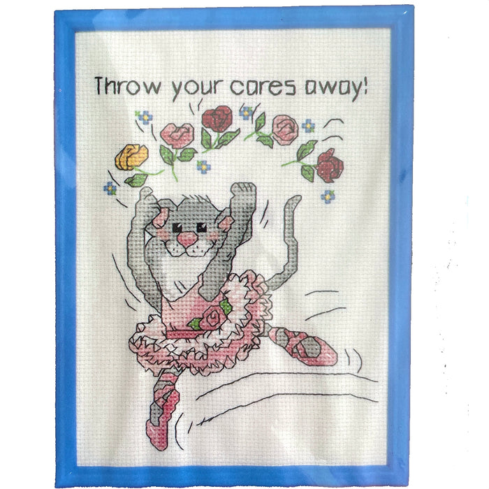 Vintage Suzy's Zoo Ballerina Mouse Counted Cross Stitch Kit with Frame or PDF Pattern Instructions Throw Your Cares Away Janlynn 1981 38-106