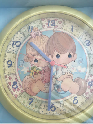 NEW Vintage Precious Moments Nursery Wall Clock Love One Another Boy & Girl 8 1/2" Quartz Movement