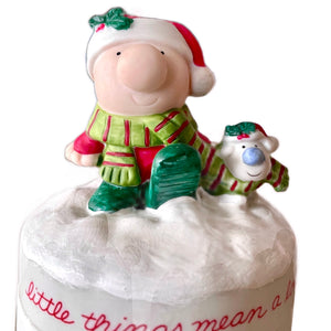 Vintage Ziggy Christmas Round Trinket Box Little Things Mean a Lot Statue Figurine with Fuzz Pet Dog Porcelain Ceramic Gift Tom Wilson Collectible 1979