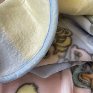 New Vintage Precious Moments Baby Blanket Luxury High Pile Plush Fleece Crib Throw 30" x 45" Velour Velvet Thick Minky Boy & Girl Playtime Toys Light Blue