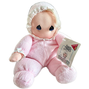 New Vintage Precious Moments Terry Cloth Baby Doll 1995 Dakin by Applause or 1997 Avon Lovey Pink Girl Collectible Plush Beanbag Stuffed Toy 10"