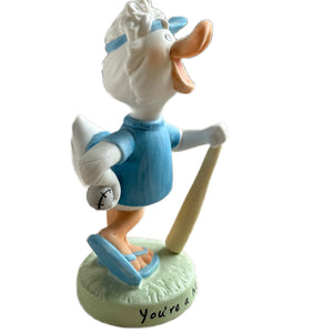 Vintage Suzy's Zoo Jack Quacker Baseball Player 4" Porcelain Statue Ceramic Figurine Suzy Spafford Collectible New