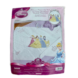New Vintage Disney Princess Counted Cross Stitch Quilt Kit or PDF Pattern Instructions Lap Baby Girl Quilt Keepsake Baby Nursery Crib Blanket 34" x 43" Retired 2007