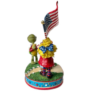 Vintage Suzy’s Zoo Patriotic Pals Collectible Figurine Resin Statue by Suzy Spafford Danbury Mint USA Flag Forever in Peace May it Wave RARE