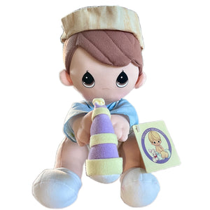 New Vintage Precious Moments Plush Doll Wind Up Boy Musical Baby Nursery Toy 10" Sailor with Telescope Rare Collectible 1997