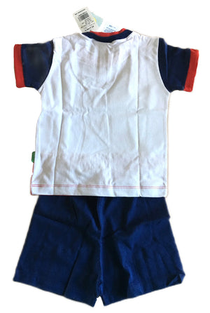 New Little Suzy's Zoo Boof Bear 2-Piece Outfit T-Shirt & Shorts Baby Boy / Toddler Red Navy White Vintage