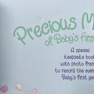 New Vintage Precious Moments Baby Memory Record Book Photo Keepsake Baby's First Year Sleeping Baby on a Moon Stepping Stones 2000 With Small Flaws
