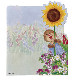 Suzy's Zoo Ollie With Sunflower Single Die Cut Stationery Memo Note Sheet 5.5" x 6.5"