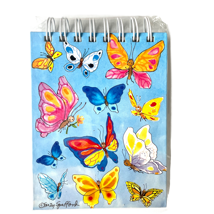 Suzy's Zoo Butterflies Blue Hardcover Small Spiral Memo Note Book Journal 3" x 4"