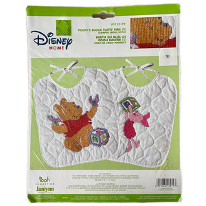 Vintage Disney Winnie The Pooh & Piglet Block Party Counted Cross Stitch Bib Set Kit or PDF Pattern Chart Keepsake Baby Gift 1132-79 - Flaw