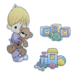 New Vintage Precious Moments Baby Nursery Wall Art 5-Piece Set Decor Decals Boy Girl with Toys 2001
