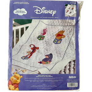 Disney Winnie The Pooh Block Party Counted Cross Stitch Quilt Kit