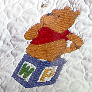New Vintage Disney Winnie The Pooh Counted Cross Stitch Quilt Kit or PDF Pattern Instructions Block Party Keepsake Baby Nursery Crib Blanket 34" x 43" Retired 2005