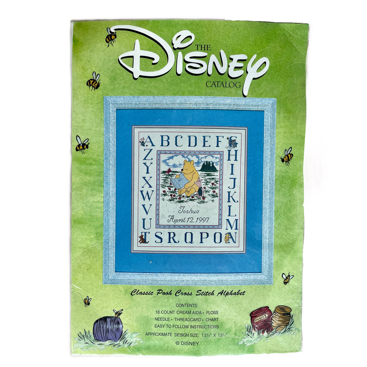 Vintage Disney Classic Winnie The Pooh & Piglet Alphabet Counted Cross –