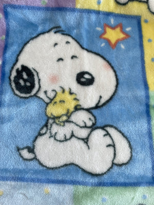 Vintage NEW Rare Snoopy Blue Baby Toddler Crib Blanket Luxury High Pile Plush Fleece Throw 30" x 43" Puppy Dog Peanuts 2002 by Bedtime Originals