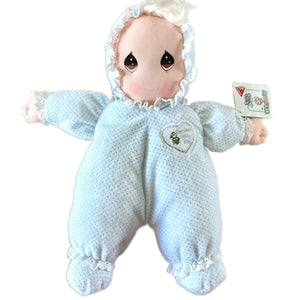 Muñeco de peluche coleccionable de 14" de tela de rizo Precious Moments de la colección NWT, de 1995, con lunares azules, de Dakin, de Applause