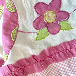 Modern Ruffled Pink Green Ladybug Ruffled Cotton Window Valance Embroidered Lined Kid Girl 18 x 70"