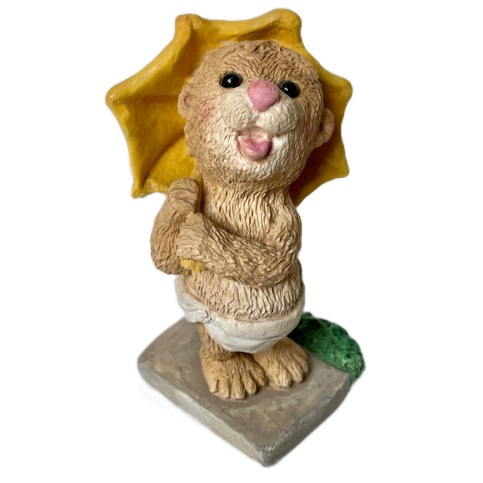 Vintage Suzy’s Zoo Marmot Baby with Umbrella Rainy Day Collectible Figurine Statue by Suzy Spafford United Design Corp Rare