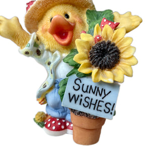 Vintage Suzy’s Zoo Suzy Ducken with Sunflower Figurine Collectible Resin Statue Sunny Wishes by Suzy Spafford Enesco Rare 1999
