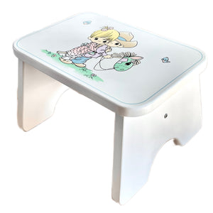 New Vintage Precious Moments Wooden Children's Step Stool Girl Boy Cowboy Cowgirl Horse Giddy Up Kids Classic Furniture