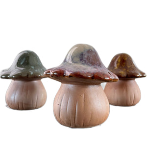 Glazed Decorative Ceramic 4" Mushroom Home or Garden Decoration Outdoor Indoor - Gnome / Fairy Garden Decor