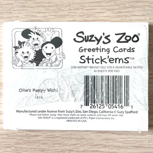 Suzy's Zoo Stick'ems Mini Memo Note Pad Self-Stick Removable Notes 40 Sheets - Happy Today!!