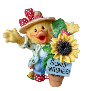 Vintage Suzy’s Zoo Suzy Ducken with Sunflower Figurine Collectible Resin Statue Sunny Wishes by Suzy Spafford Enesco Rare 1999