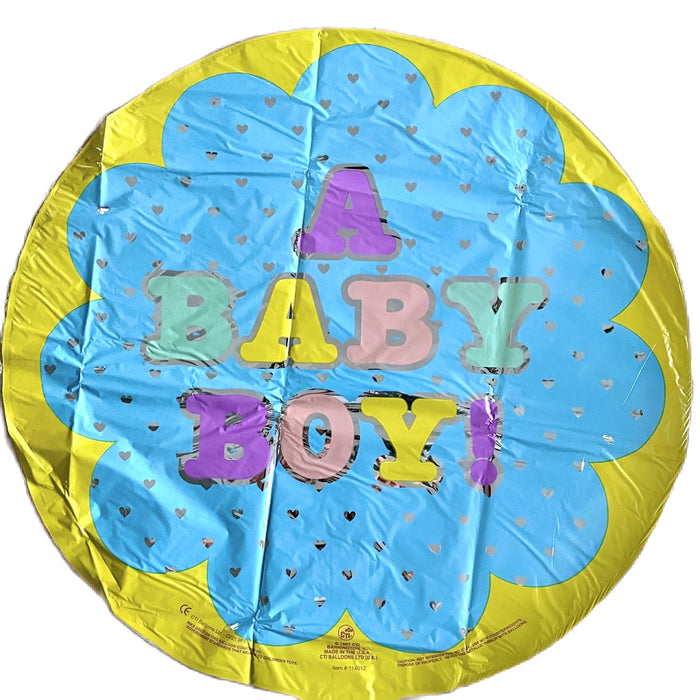 A Baby Boy 18" Baby Shower Party Balloon New Baby's Arrival Blue / Yellow