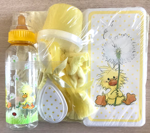 Vintage New Little Suzy's Zoo 11pc Baby Shower Gift Set -  Diaper Bag, Bottle, Comb & Brush, Feeding Set, Changing Pad Unisex Yellow Baby Duck